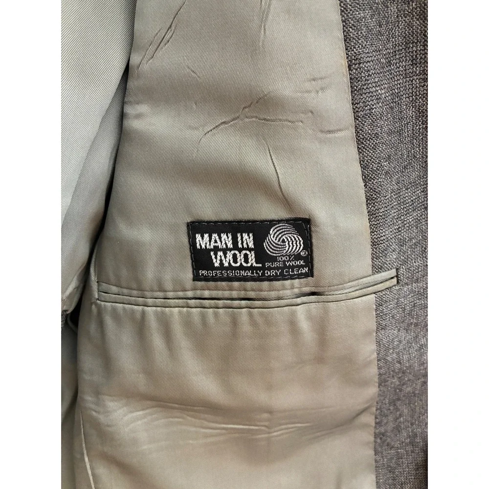 Vintage Johnny Carson Man In Wool Gray‎ Blazer Jacket, 100% Pure Wool Size 42R